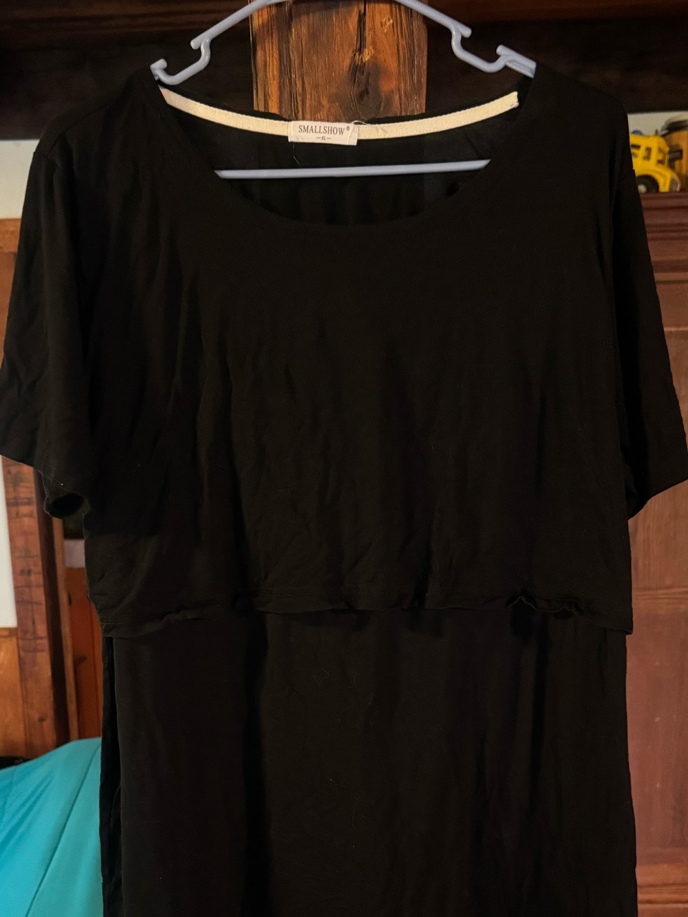 SMALLSHOW Black Short Sleeve Layered Nursing-Friendly Tee
